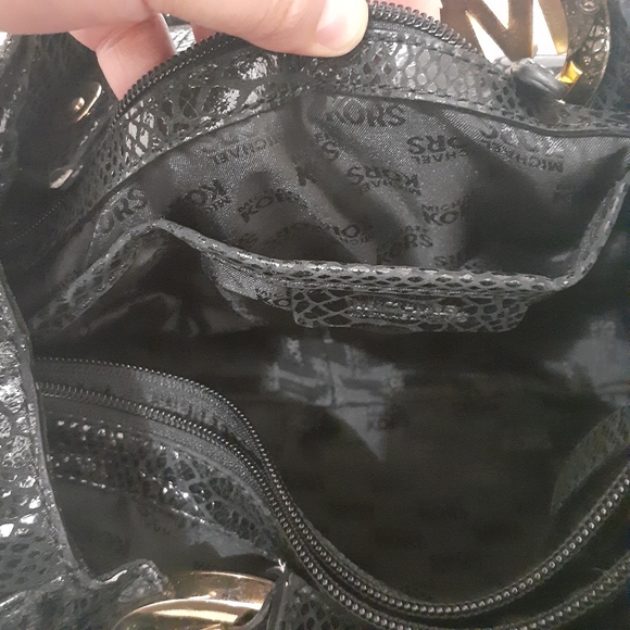 MK Black Handbag With Gold Accent - Picture 8 of 16